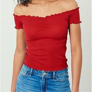 Hollister Ribbed Off the Shoulder Fitted Top